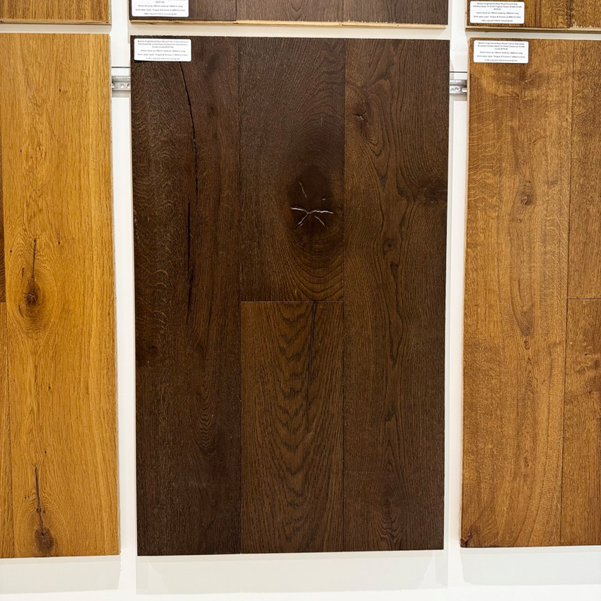 Boston Engineered Real Wood French Oak Antique Distressed Brushed Dark Smoked UV Oiled